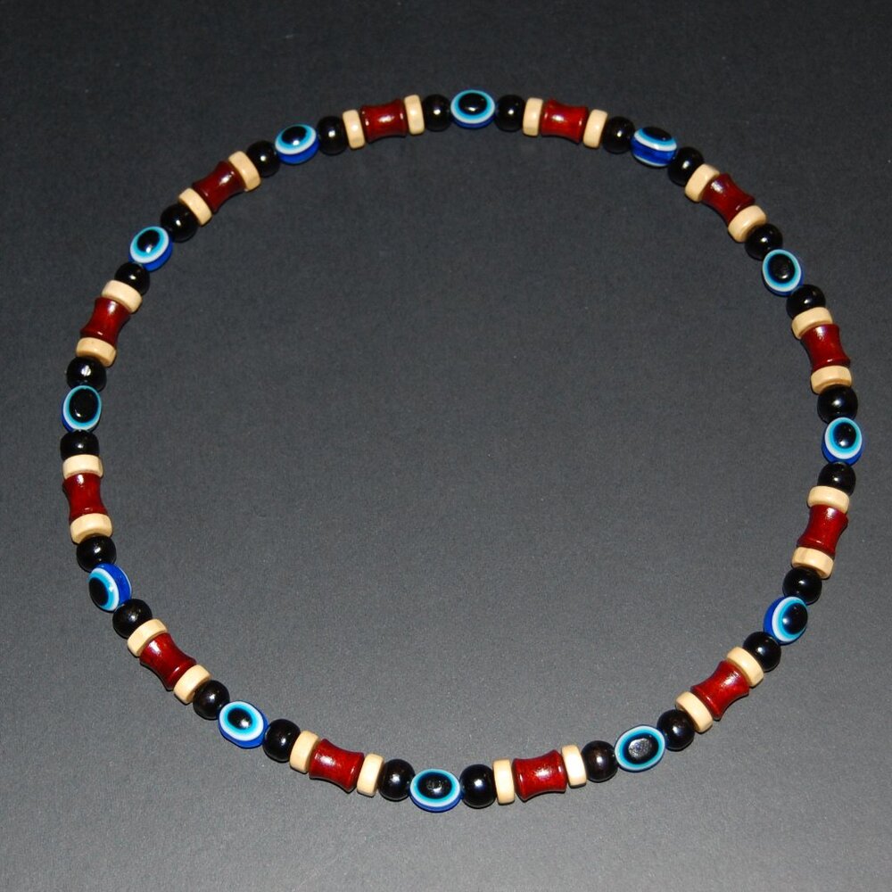 Evil Eye Necklace,Evil Eye Wood Necklace,Fatima Necklace,Good Luck Necklace